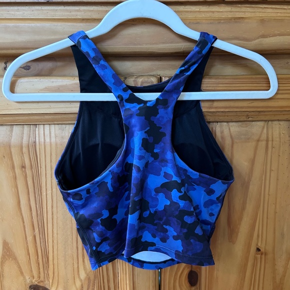 Athleta Conscious Blue Camo Crop Swim Athletic Top Women's Size Small - Picture 3 of 5